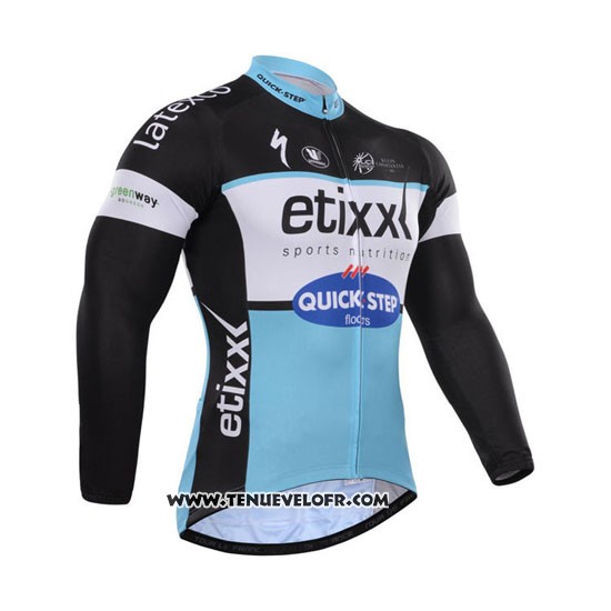 2015 Maillot Ciclismo Etixx Quick Step Noir et Blanc Manches Longues et Cuissard